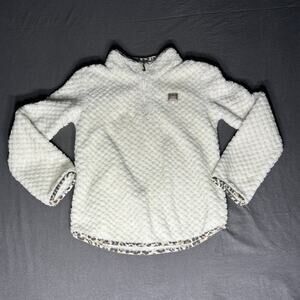 Juicy Couture Kids Girls Sherpa Pullover Quarter Zip Leopard Trim Size 6
